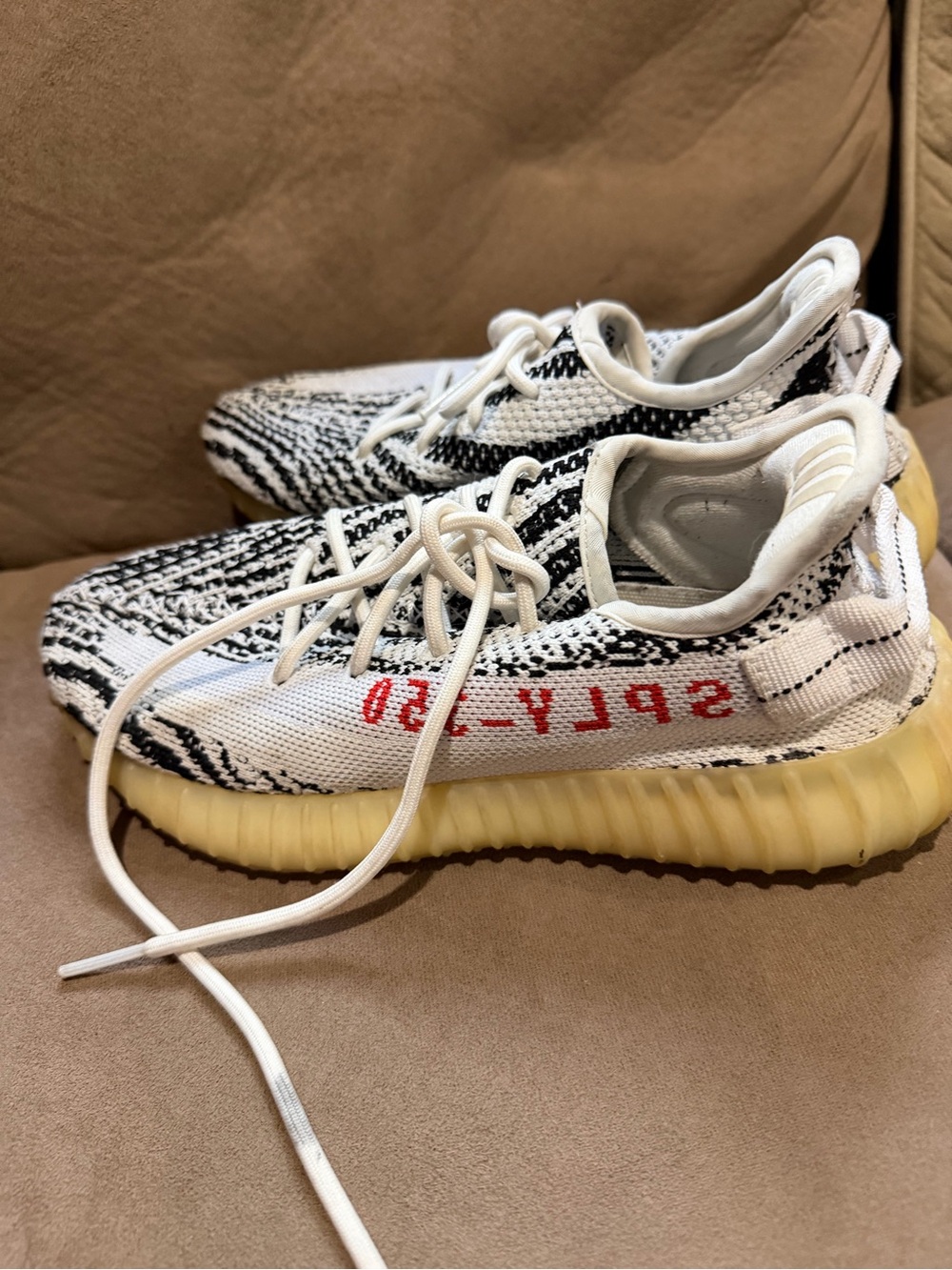 Yeezy Boost 350 V2 Zebra White/Black with Red Script